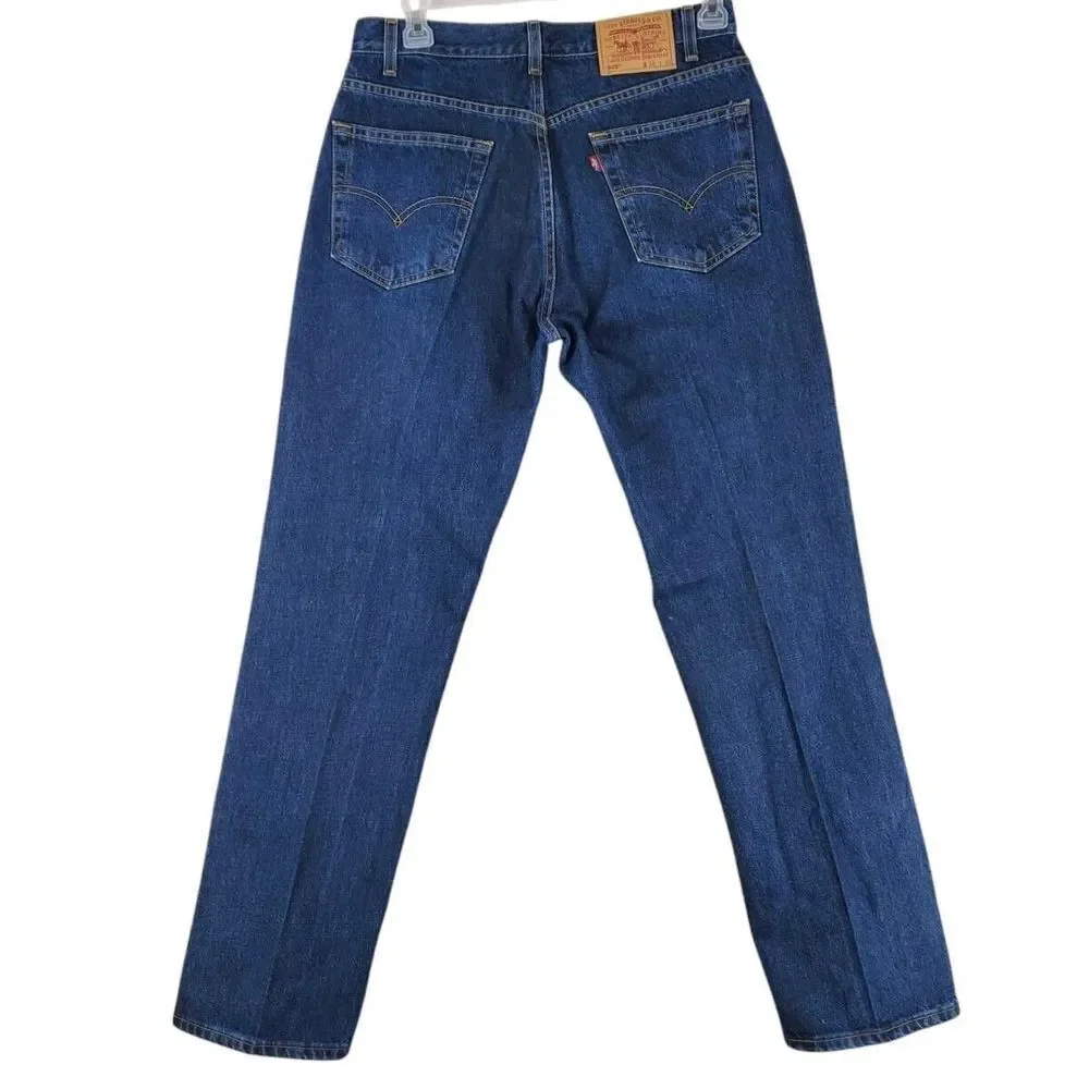 Vtg Y2K Levis 505 Blue Jeans Men 34x32 (32x33) Regular Straight Dark Wash 08/99 - Picture 2 of 13